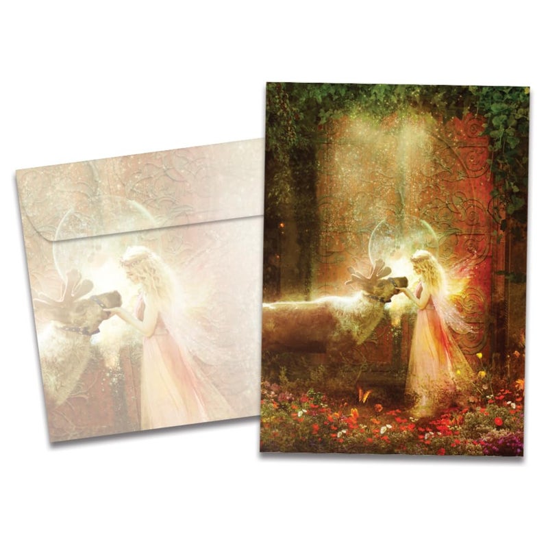 Tree-Free Greetings Gentle Kindness Solstice Cards - 10 Recycled 5x7 Cards & Matching Envelopes, Thick Cardstock, Made in USA - Mystical Fairy Ring - Image 1